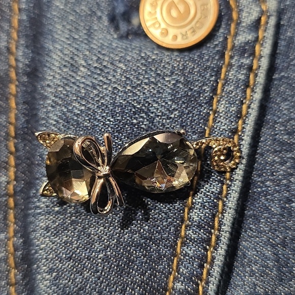 Upcycled Denim Jean Jacket with Strawberry Graphic - Picture 11 of 12